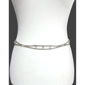Vintage Rhinestone Belt Clear Stones Adjustable Fit Costume Jewelry